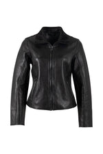 Sleek black lambskin women's jacket - Image n°1