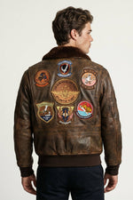 Brown goat leather jacket with embroidered patches - Image n°2