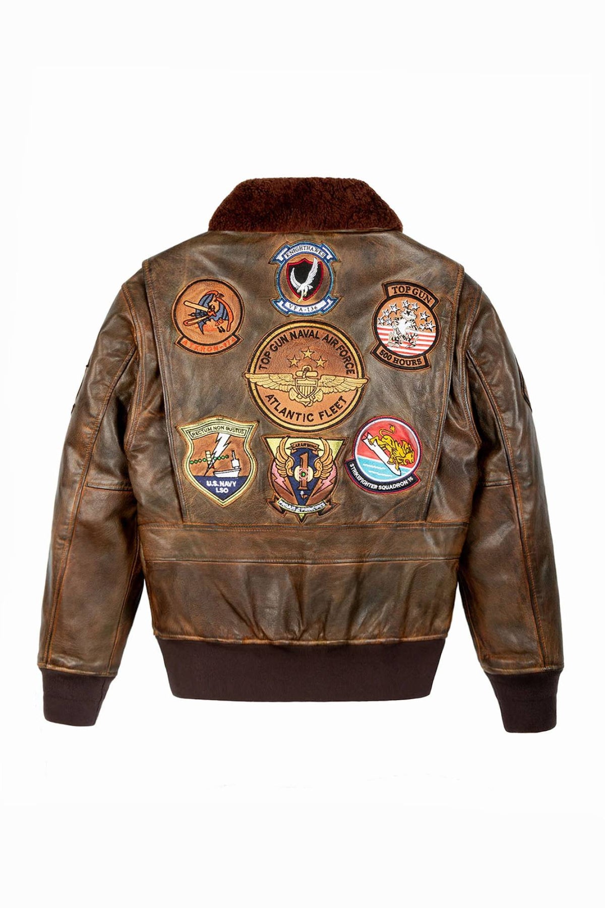 Brown goat leather jacket with embroidered patches - Image n°4