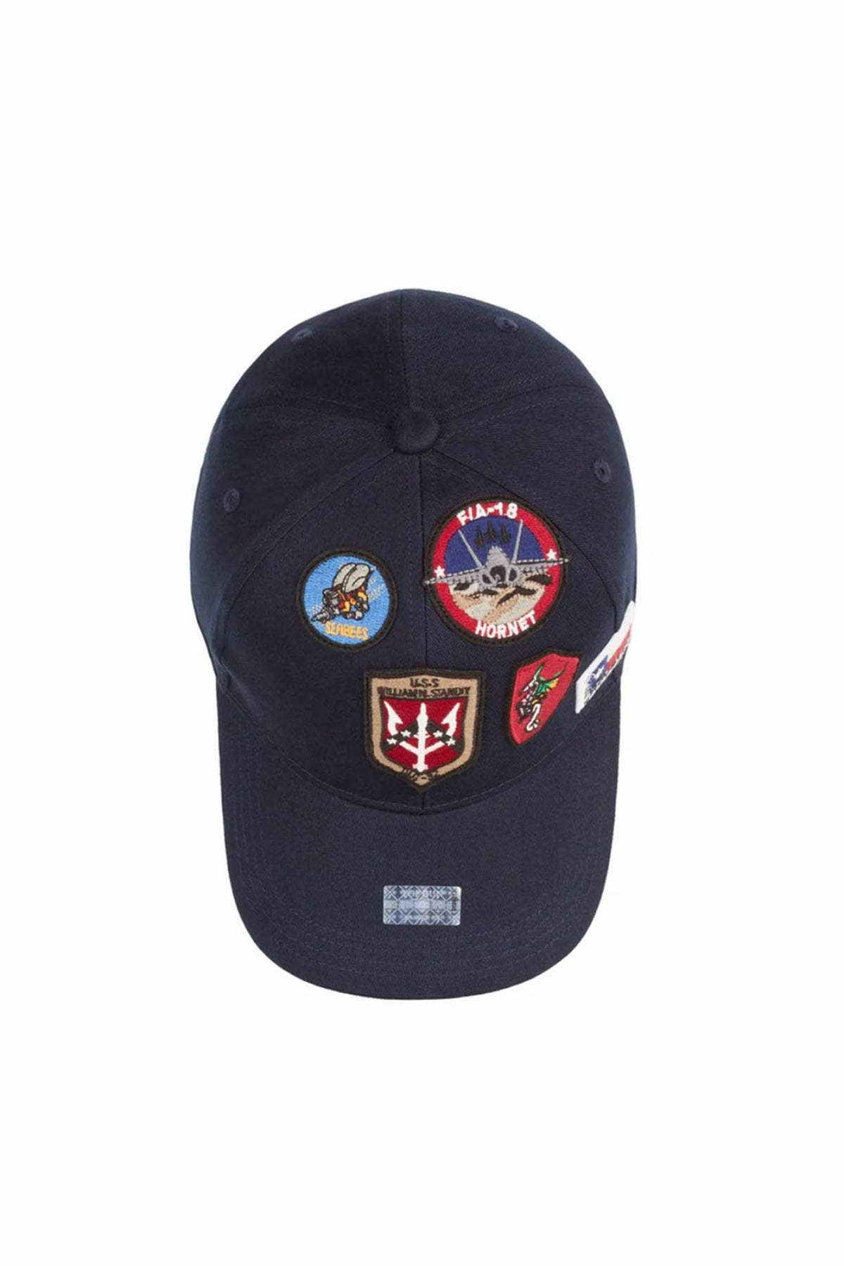 Navy blue cotton cap with embroidered patches - Image n°5