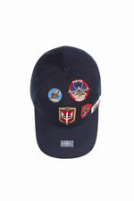 Navy blue cotton cap with embroidered patches - Image n°5