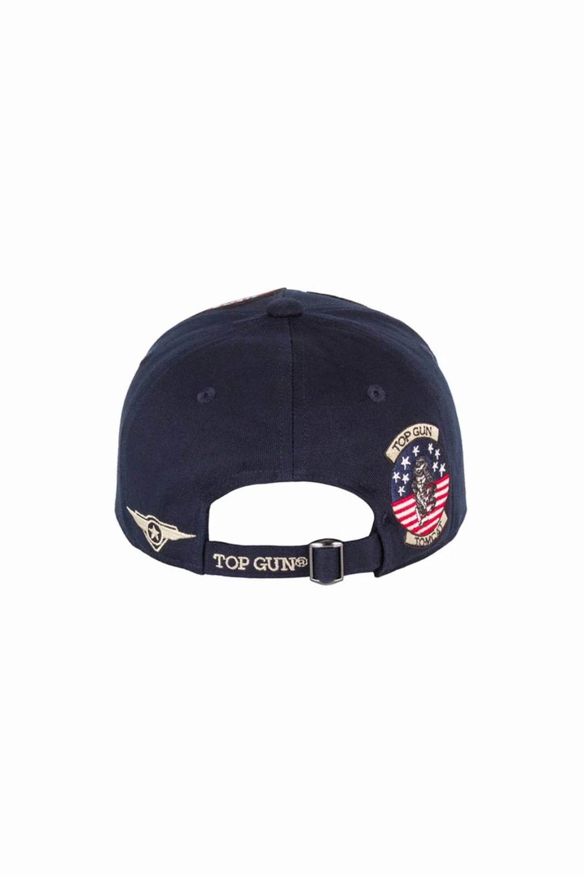 Navy blue cotton cap with embroidered patches - Image n°4