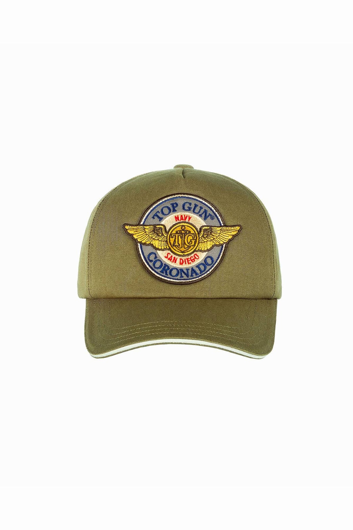 Olive cotton cap with embroidered patch - Image n°1