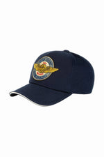 Navy blue cotton cap with embroidered patch - Image n°2
