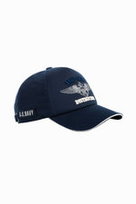 Navy blue cotton cap with embroidered logo - Image n°3