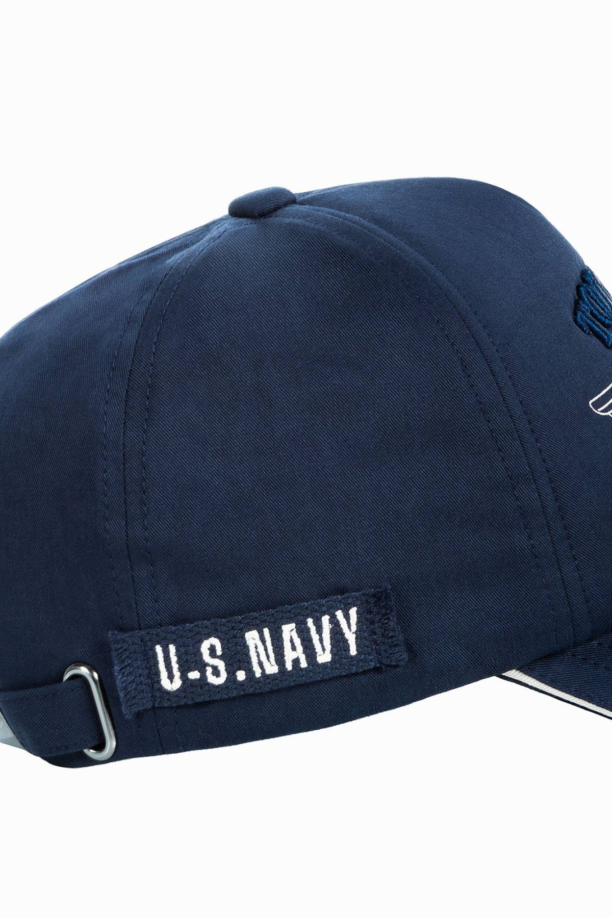 Navy blue cotton cap with embroidered logo - Image n°9