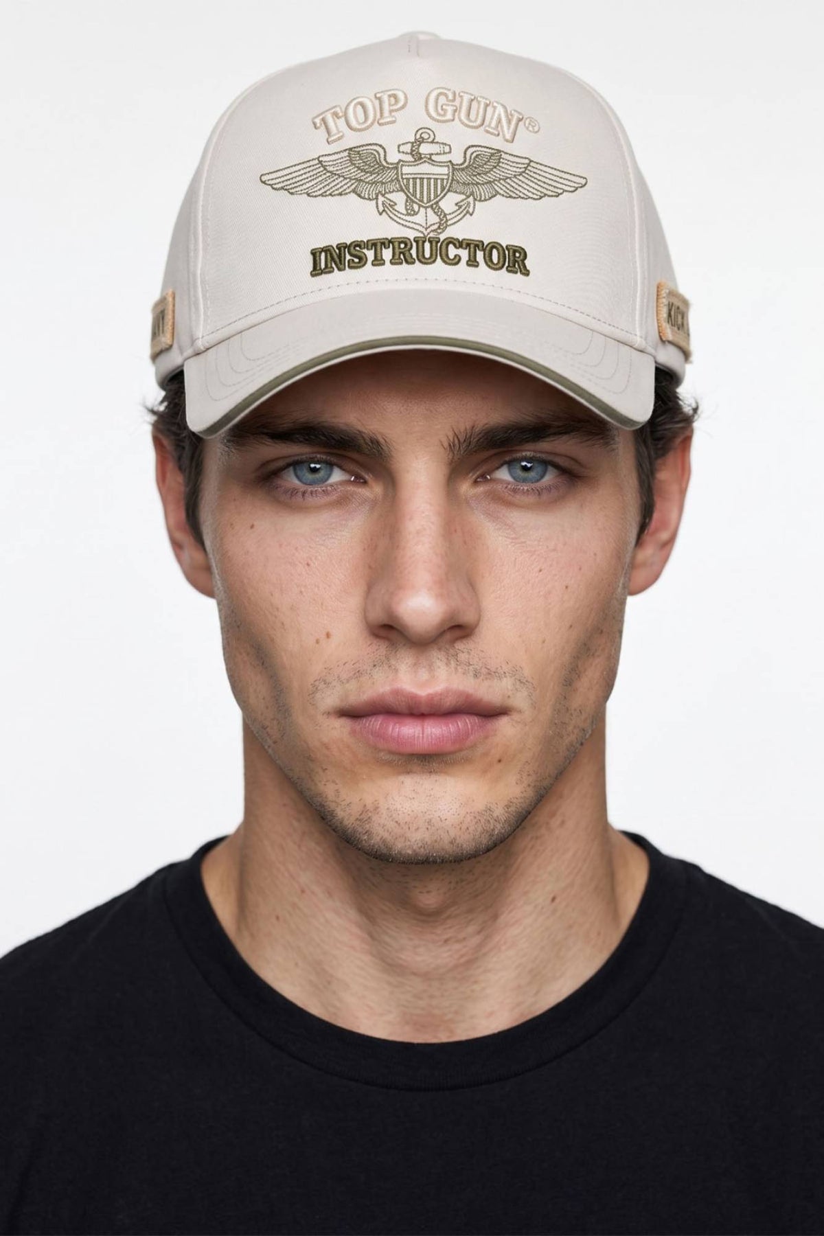 Beige cotton cap with embroidered logo - Image n°4
