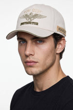 Beige cotton cap with embroidered logo - Image n°5