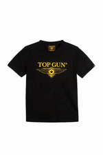 Black textile T-shirt with yellow logo - Image n°2
