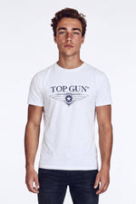 White textile T-shirt with gray logo - Image n°1