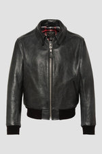 Black horsehide leather “Asbury Park” bomber jacket - Image n°2