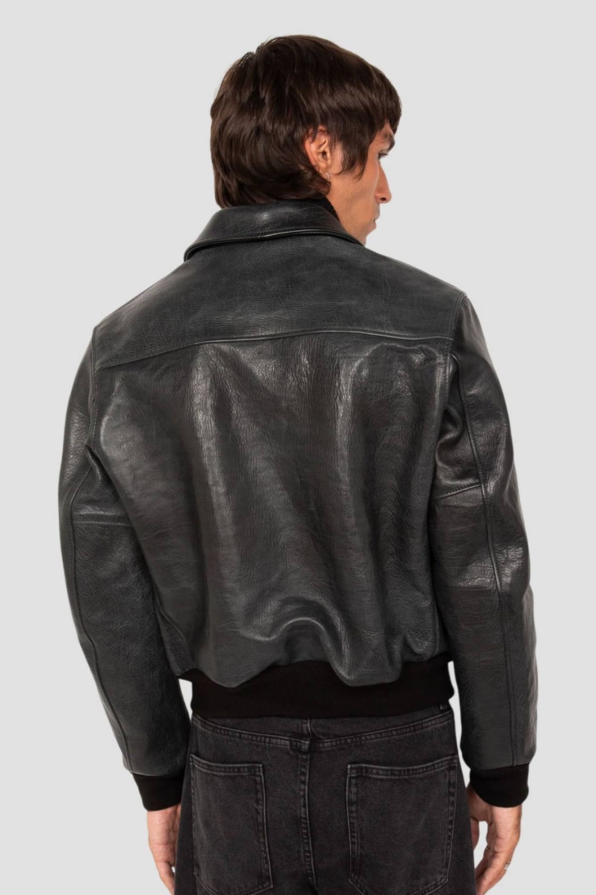 Black horsehide leather “Asbury Park” bomber jacket - Image n°9