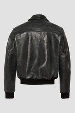 Black horsehide leather “Asbury Park” bomber jacket - Image n°8