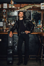 Aged cowhide leather jacket with shirt collar, Made in USA - Image n°10