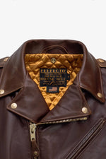 Brown Perfecto® jacket with removable collar, supple Horween horsehide - Image n°6