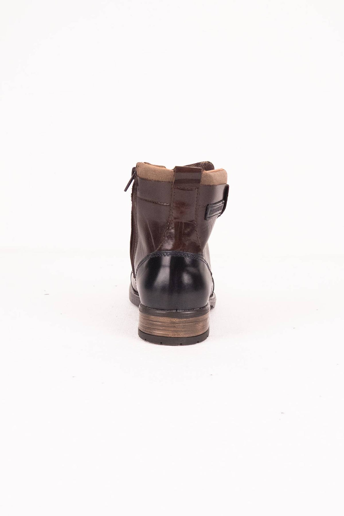 Chestnut and navy blue leather lace-up boots with cuff - Image n°5