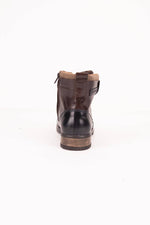 Chestnut and navy blue leather lace-up boots with cuff - Image n°5
