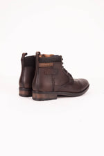 Chestnut leather lace-up boots with leather panels - Image n°2