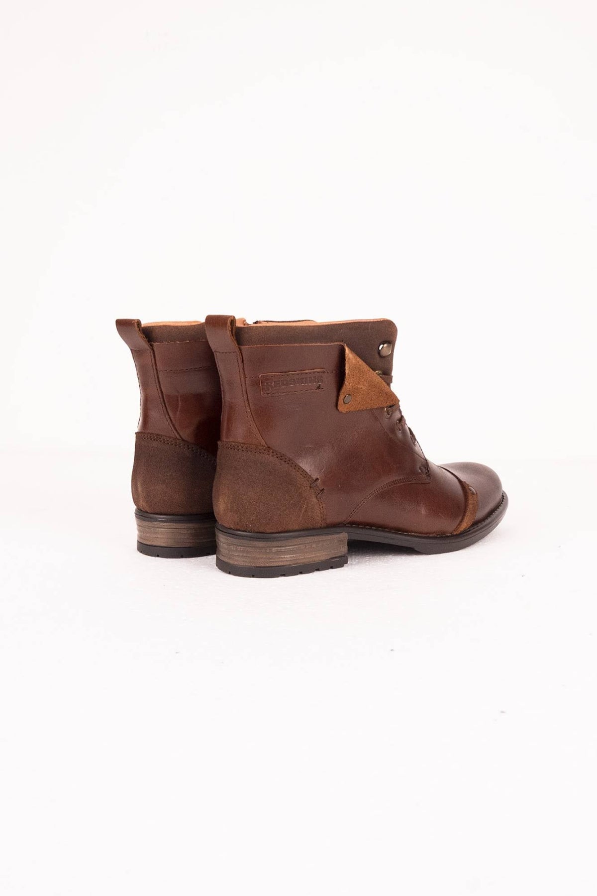 Men’s tobacco-colored leather boots with fold-over cuff - Image n°2