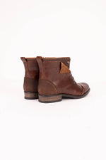 Men’s tobacco-colored leather boots with fold-over cuff - Image n°2