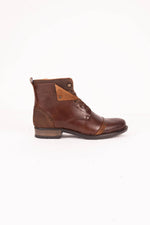 Men’s tobacco-colored leather boots with fold-over cuff - Image n°3