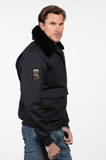 Men’s navy blue canvas flight jacket - Image n°4