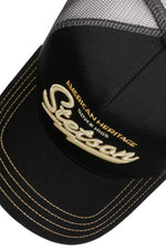 Black mesh cap with yellow and white embroidery - Image n°3
