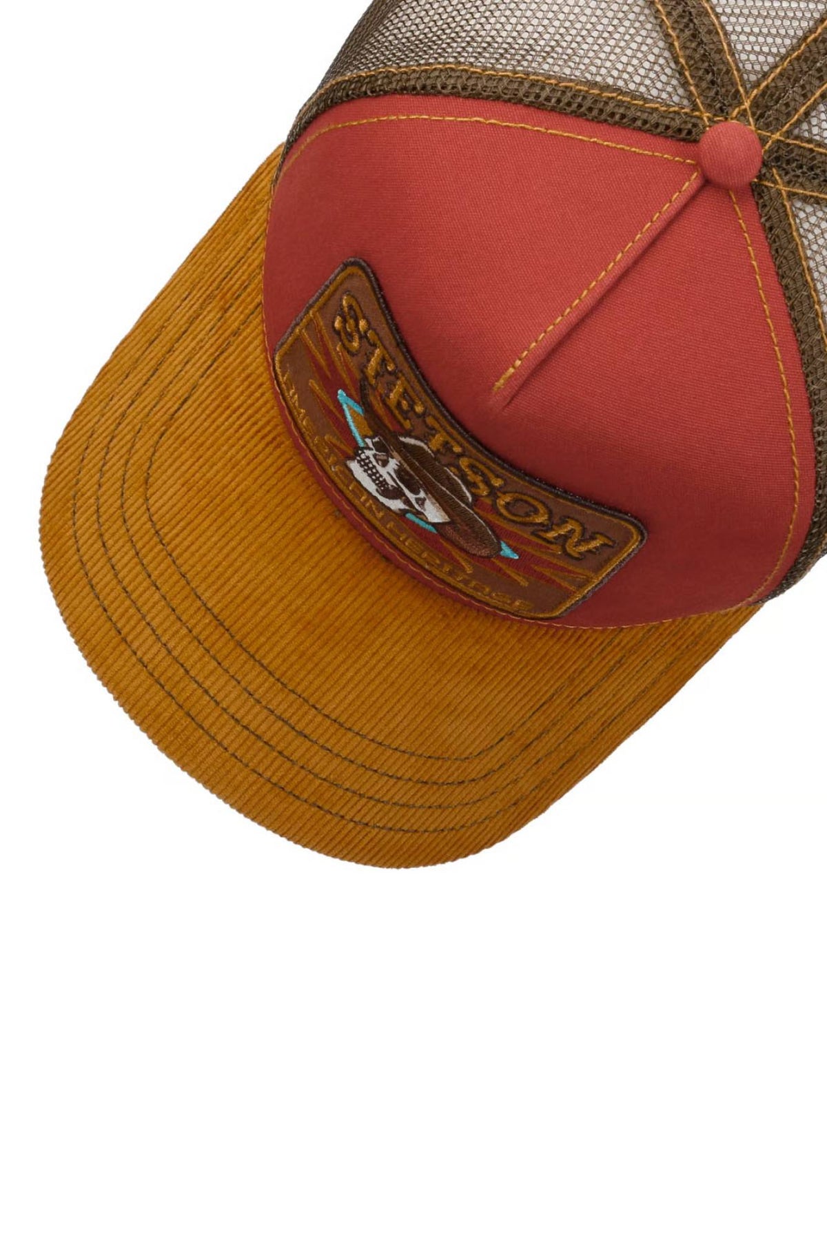 Tricolor mesh cap with cowboy skull illustration badge - Image n°3