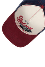 Blue, white and red trucker cap with embroidered retro racing illustration - Image n°4