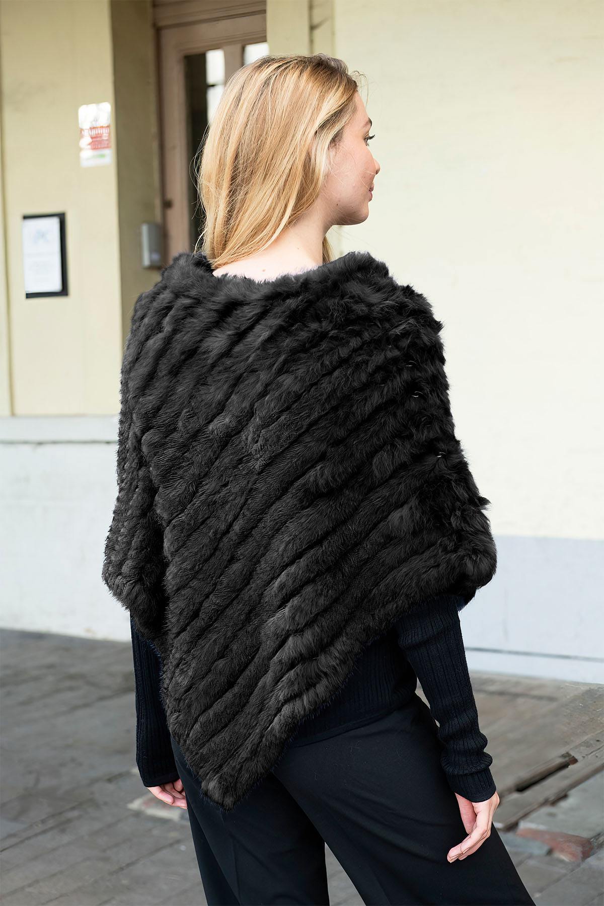Oakwood poncho in woven rabbit - Image n°2