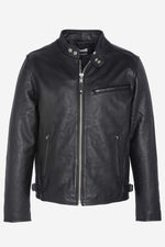 Cowhide leather and café racer style in Schott's LC940D biker jacket. - Image n°5