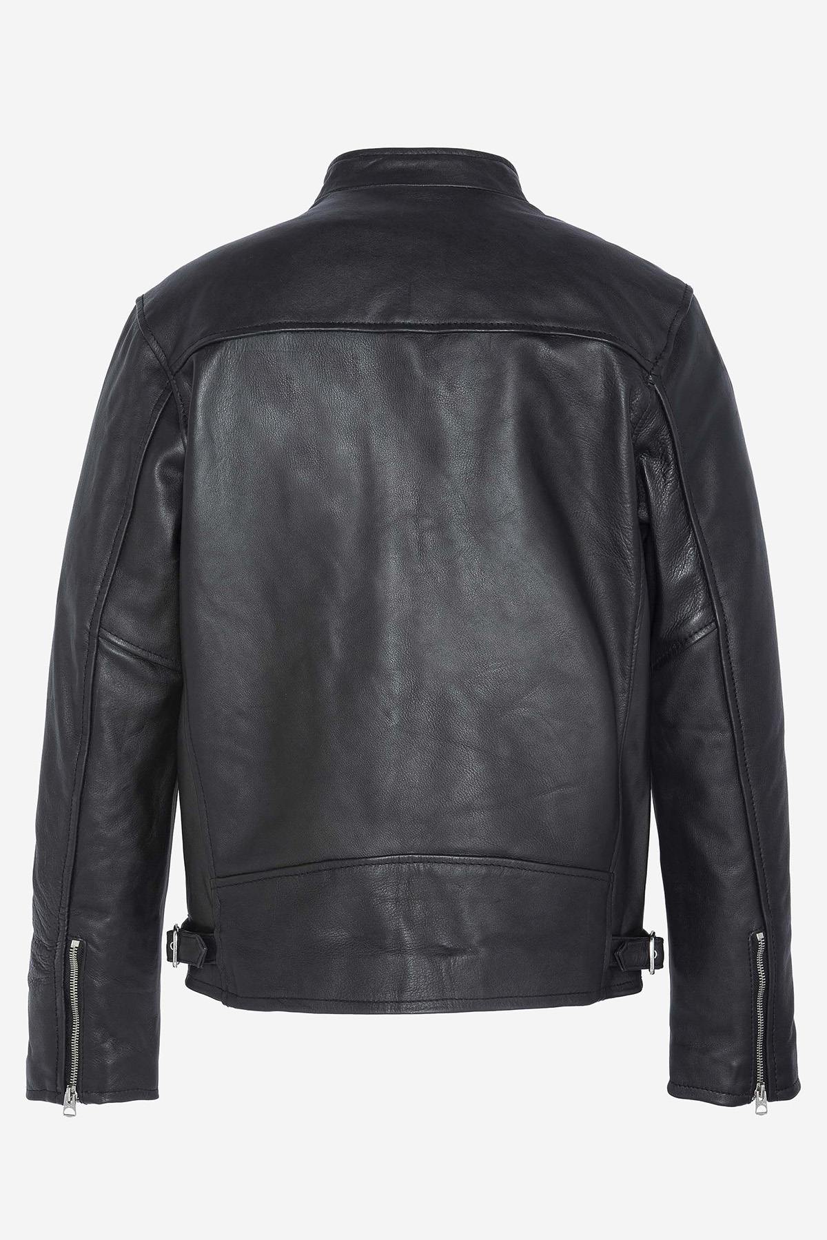 Cowhide leather and café racer style in Schott's LC940D biker jacket. - Image n°6