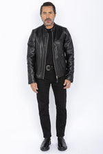 Cowhide leather and café racer style in Schott's LC940D biker jacket. - Image n°3