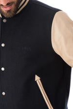 Schott's LC8705 blends navy wool and calfskin in a varsity jacket. - Image n°3