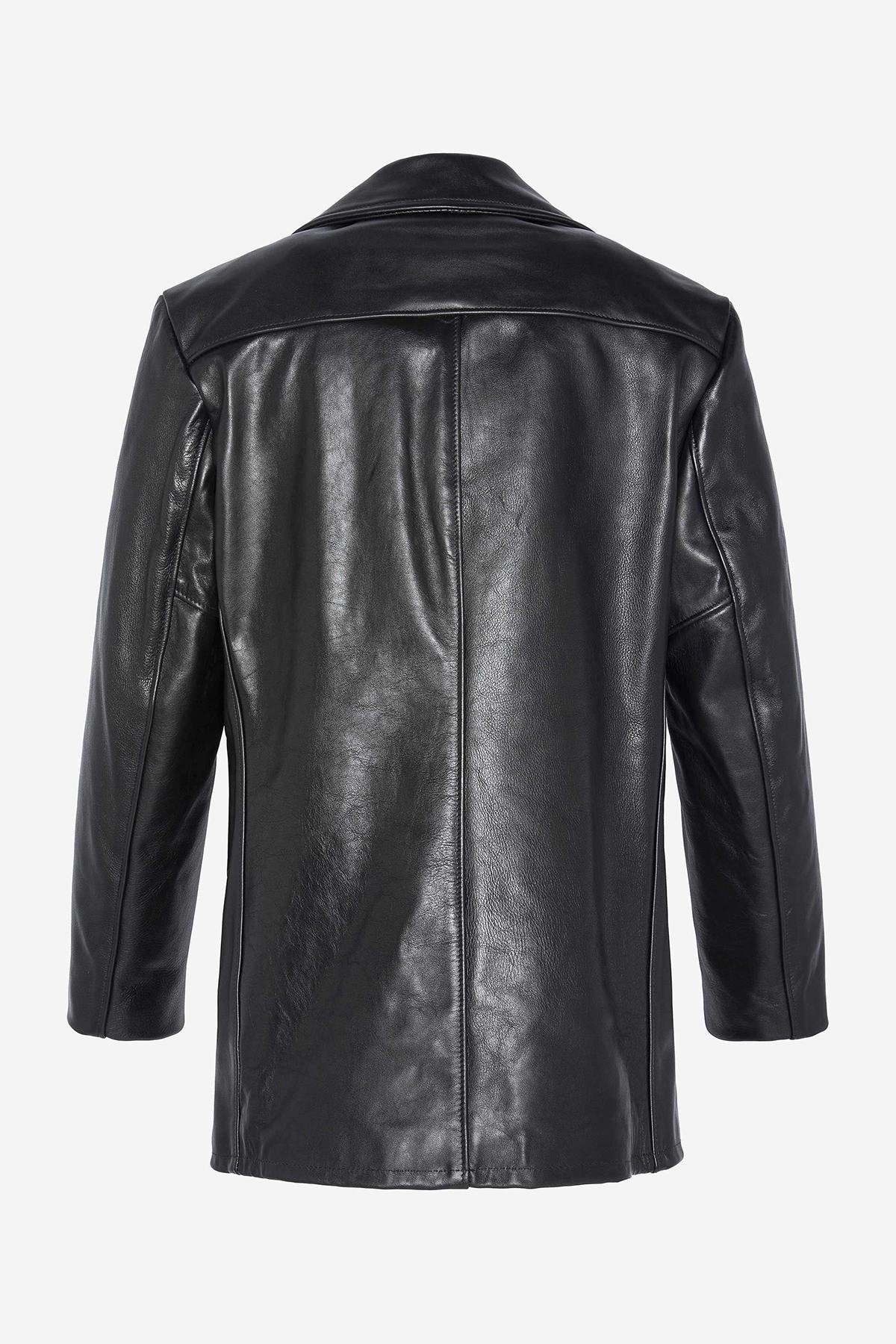 Schott's naval pea coat in robust cowhide, built for enduring style. - Image n°11