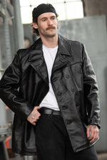 Schott's naval pea coat in robust cowhide, built for enduring style. - Image n°3