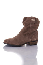 Taupe suede leather boots - Image n°6