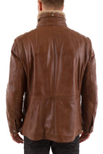 Men's sheepskin leather jacket Enato Cognac - Image n°5