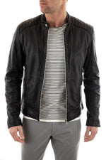 Pariente Black serge leather jacket for Men - Image n°3