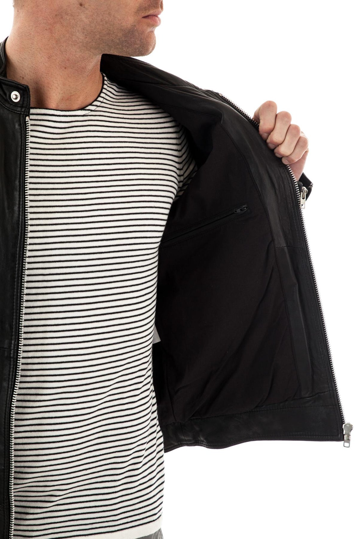 Pariente Black serge leather jacket for Men - Image n°4