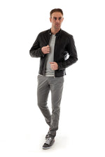 Pariente Black serge leather jacket for Men - Image n°2