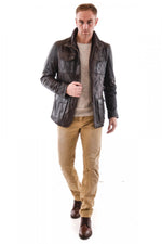 men's dayton brown lambskin leather jacket - Image n°2