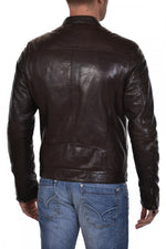 Serge Pariente men's jacket in brown lambskin - Image n°3