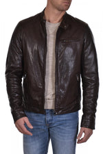 Serge Pariente men's jacket in brown lambskin - Image n°1