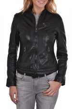 Black lambskin leather jacket - Image n°1