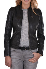 Black lambskin leather jacket - Image n°5
