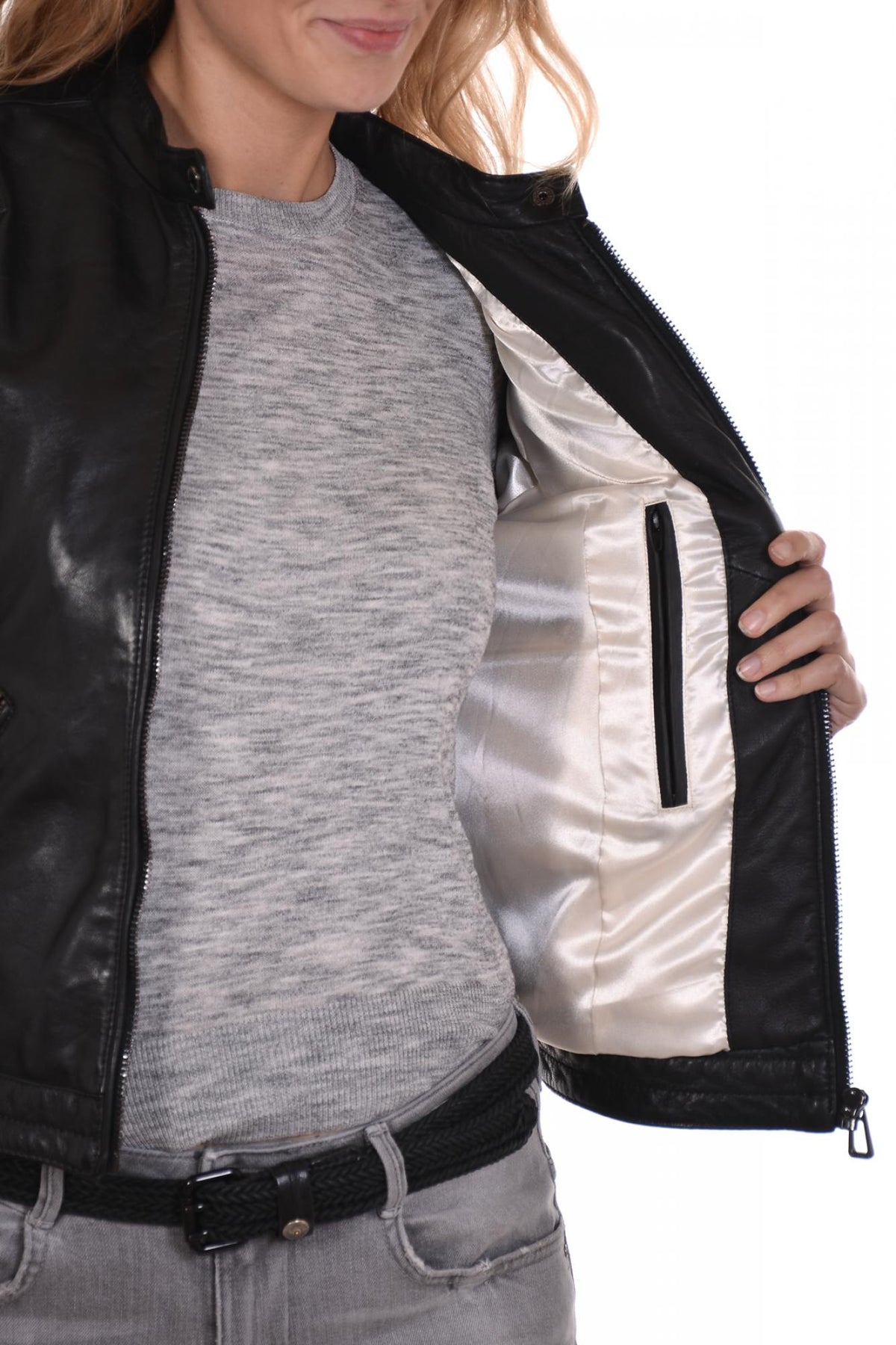 Black lambskin leather jacket - Image n°6