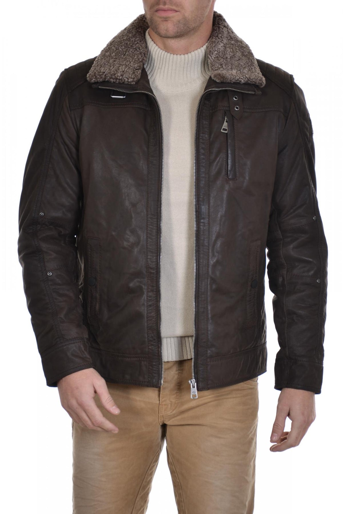 Donders men's sheepskin leather jacket - Image n°1