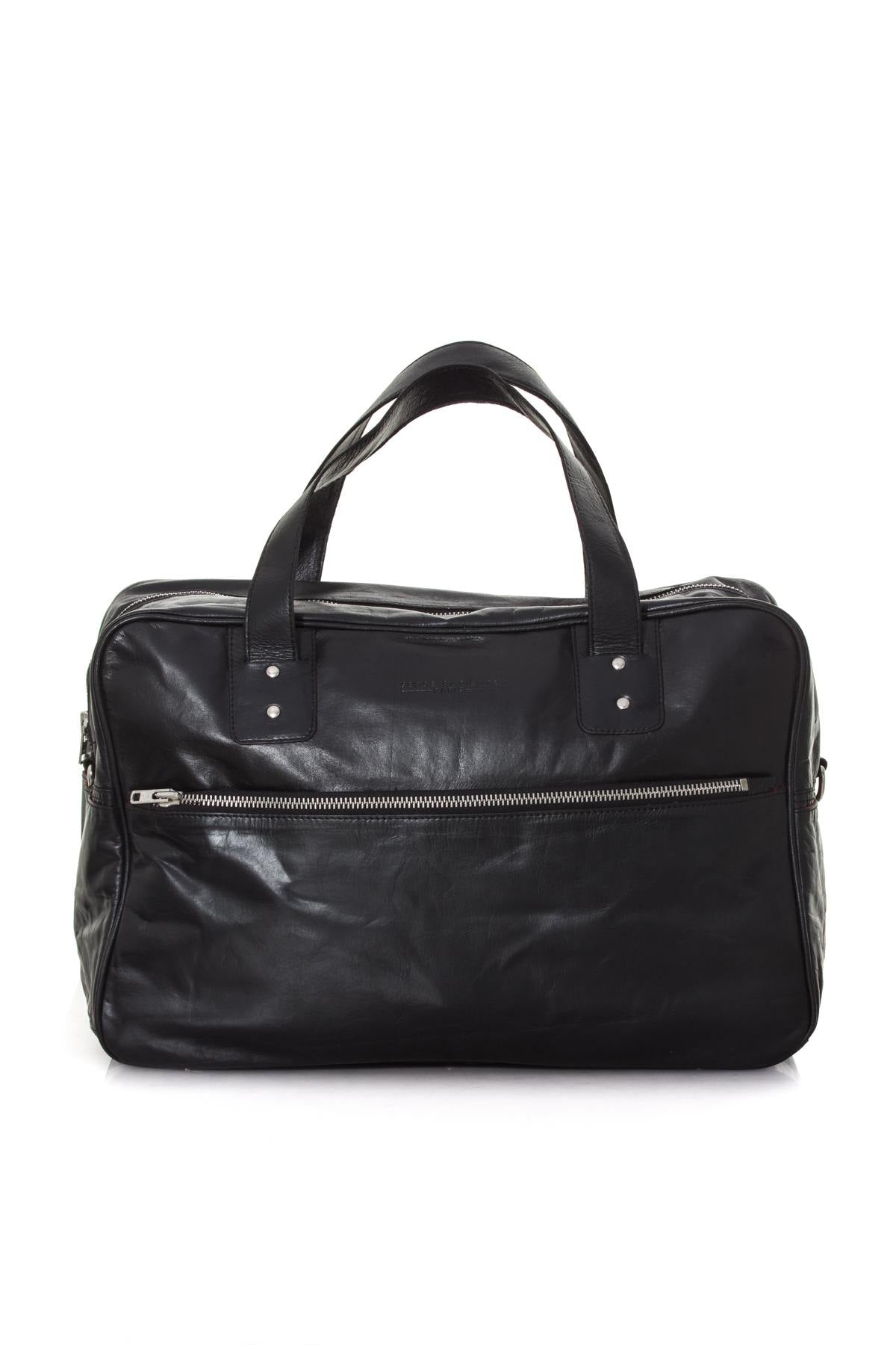 Black buffalo leather travel bag - Image n°1