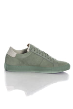 Green velvet-look leather sneakers - Image n°2